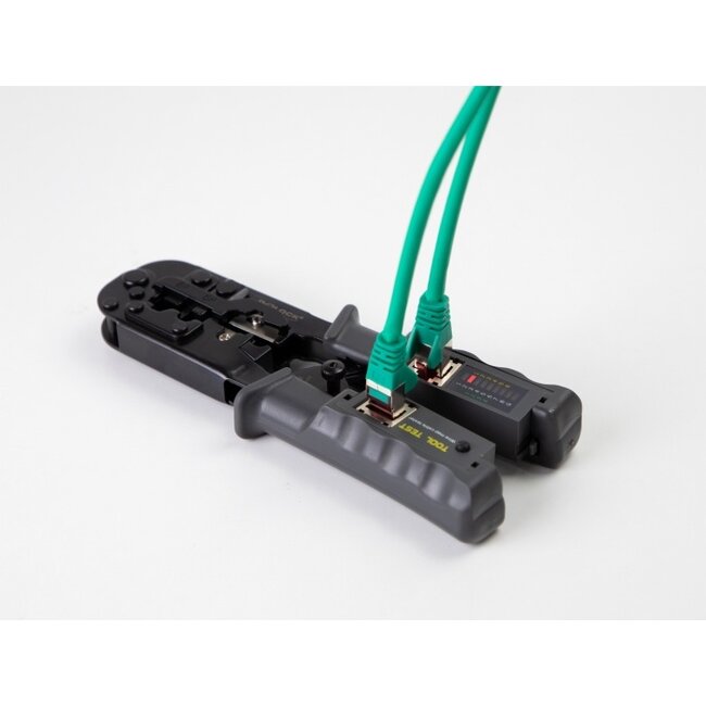 Delock Crimp tool with stripper and network tester for 8P (RJ45), 6P (RJ12/11) or 4P (RJ10) plugs