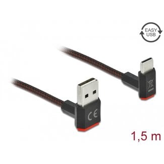 DeLOCK Delock EASY-USB 2.0 Cable Type-A male to USB Type-C™ male angled up / down 1.5 m black