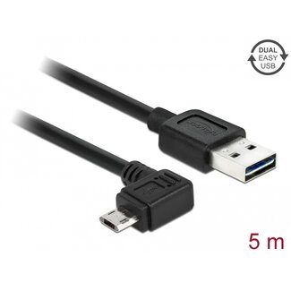 DeLOCK Delock Cable EASY-USB 2.0 Type-A male > EASY-USB 2.0 Type Micro-B male angled left / right 5 m black