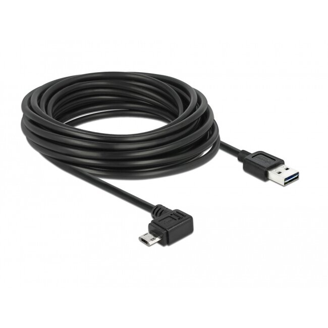 Delock Cable EASY-USB 2.0 Type-A male > EASY-USB 2.0 Type Micro-B male angled left / right 5 m black