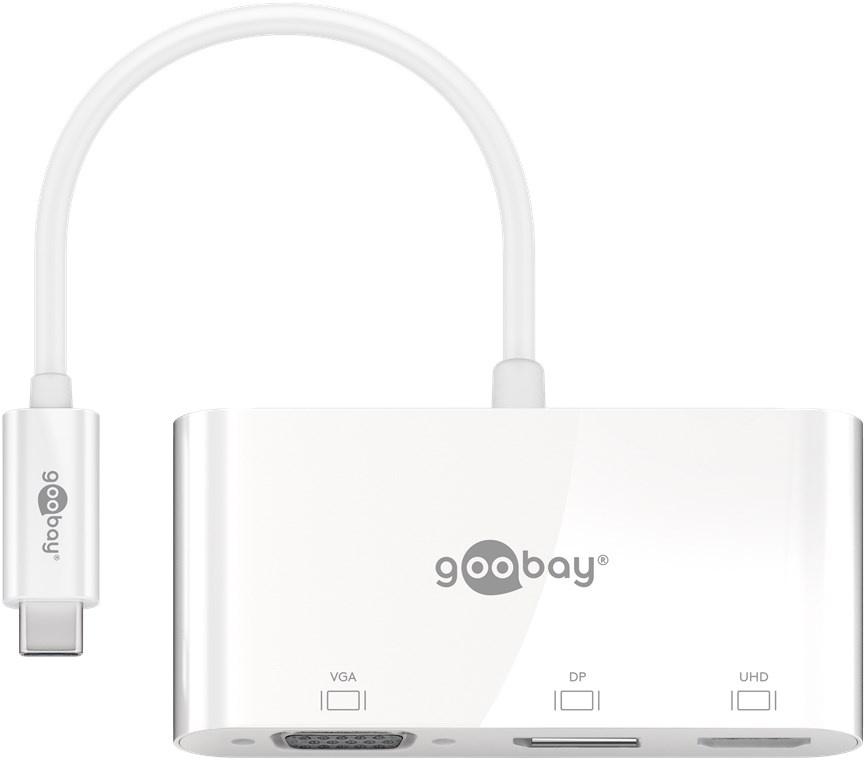USB-C Multiport Adapter - VGA, DisplayPort en HDMI - 4K 30Hz - 0,15 meter - Wit