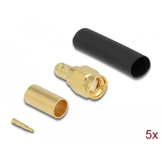 Delock SMA plug for crimping LMR200 with matching shrink tube