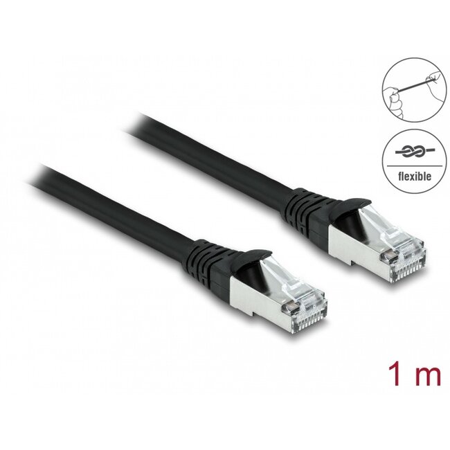 Delock RJ45 Network Cable Cat.6A S/FTP PUR Outdoor 1 m black