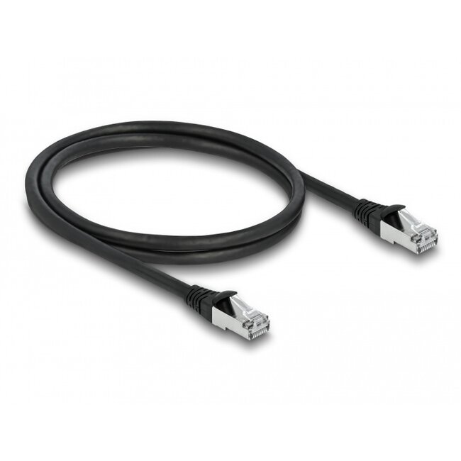 Delock RJ45 Network Cable Cat.6A S/FTP PUR Outdoor 1 m black
