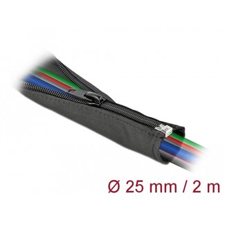 DeLOCK Delock Woven Sleeve with zip fasterner heat-resistant 2 m x 25 mm black