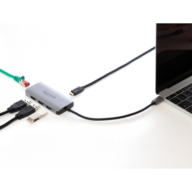 Delock USB 3.2 Gen 1 Hub with 4 Ports and Gigabit LAN and PD