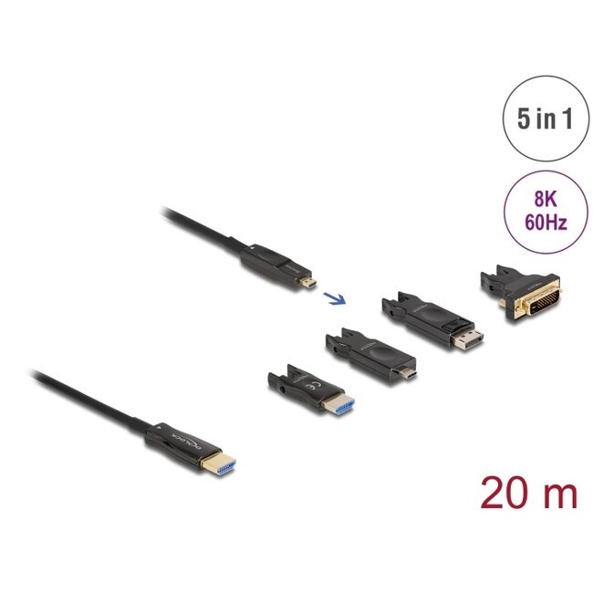 Delock Active Optical 5 in 1 HDMI Cable 8K 60 Hz 20 m