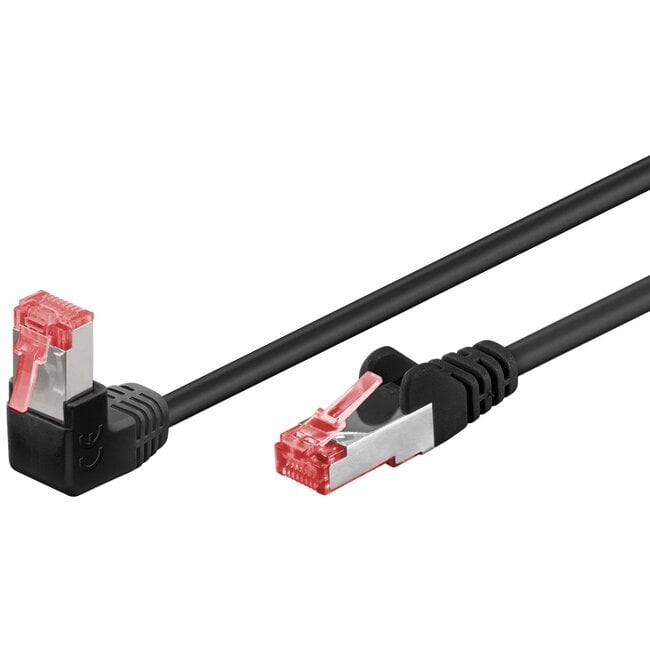 Goobay CAT 6 Patch Cable 1x 90° Angled, S/FTP (PiMF), black 0.5 m