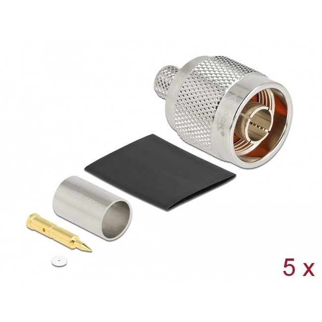 Delock N plug for crimping LMR 300 with matching shrink tube