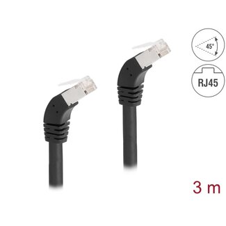 DeLOCK Delock RJ45 Network Cable Cat.6A S/FTP 45° downwards angled 3 m black