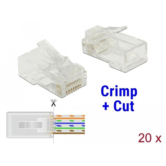 Delock RJ45 Crimp+Cut Plug Cat.6 UTP 20 pieces