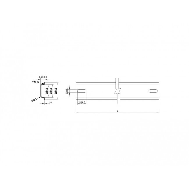 Delock DIN Rail 35 x 7.5 mm (25 cm) Steel