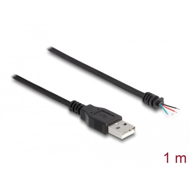 Delock Cable USB 2.0 Type-A male to 4 x open wires 1 m black