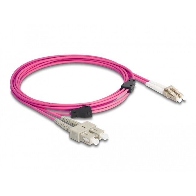 Delock Fiber Optical Cable with metal armouring LC Duplex to SC Duplex Multi-mode OM4 3 m