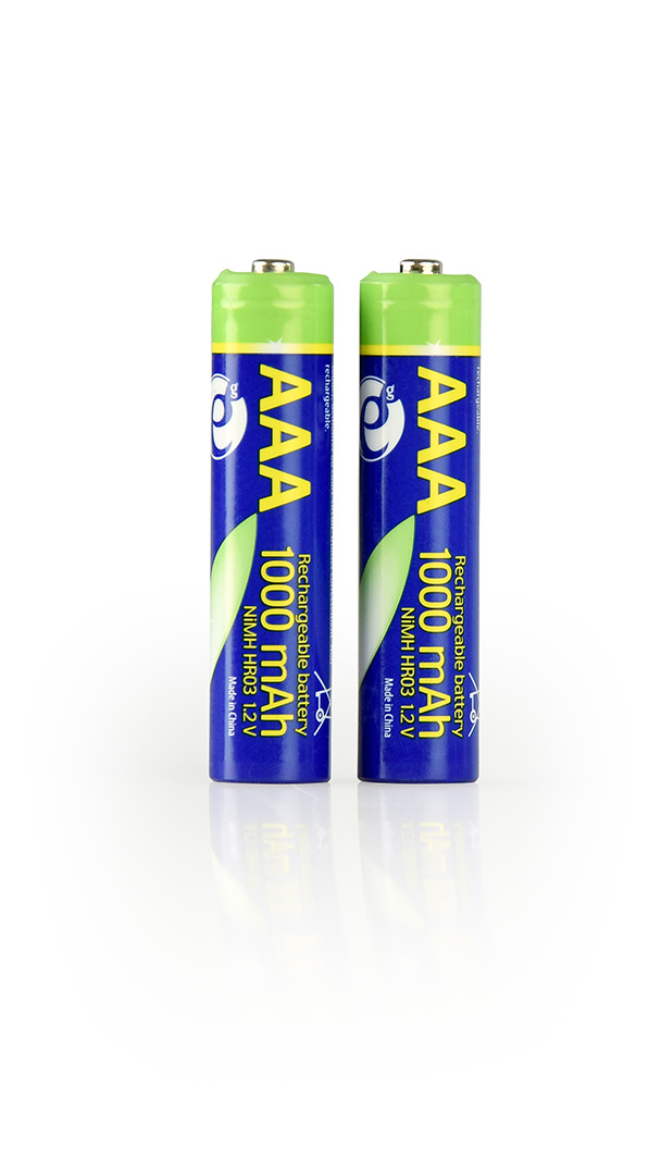 Gembird EnerGenie EG-BA-AAA10-01. Type batterij: Oplaadbare batterij, Batterijtechnologie: Nikkel-Metaalhydride (NiMH), Accu/Batterij voltage: 1,2 V. Hoogte: 44,5 mm, Diameter: 1,0