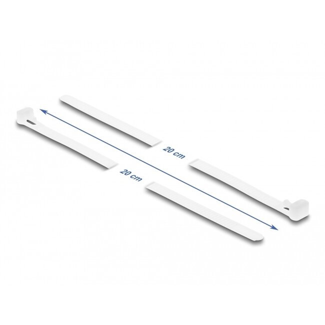 Delock Cable ties reusable L 200 x W 7.2 mm 100 pieces white
