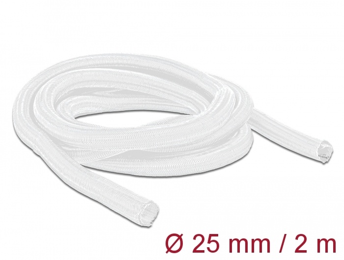 DeLOCK 20701. Kleur van het product: Wit, Materiaal: Polyester, Temperatuur, in bedrijf: -40 - 125 °C. Diameter: 2,5 cm, Lengte: 2 m