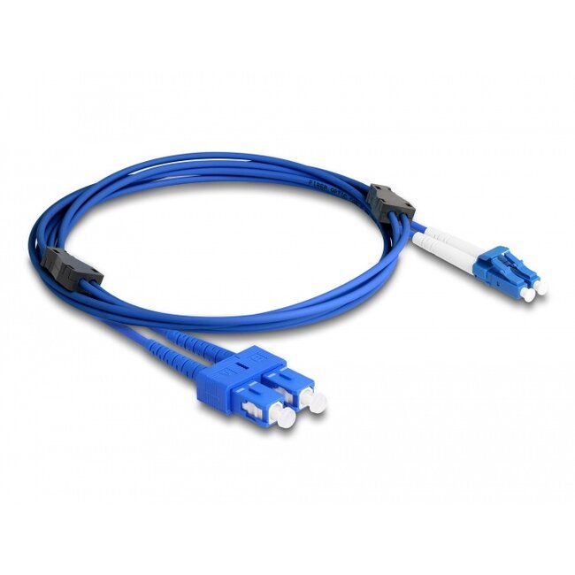 Delock Fiber Optical Cable with metal armouring LC Duplex to SC Duplex Singlemode OS2 2 m