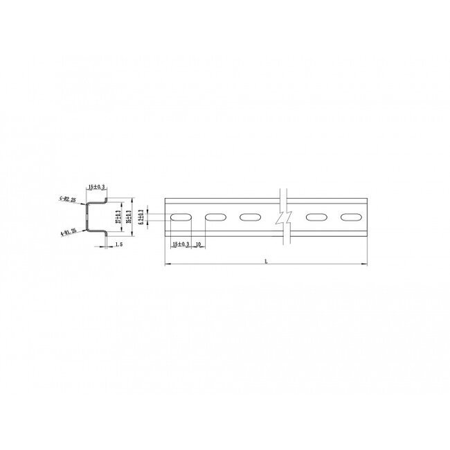 Delock DIN Rail 35 x 15 mm (25 cm) Aluminium