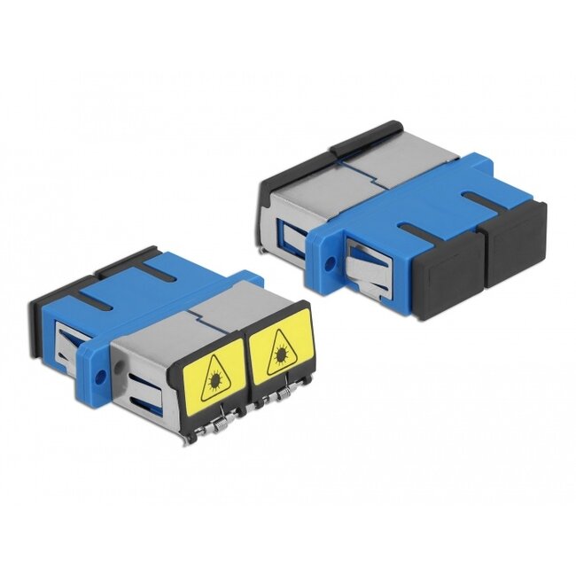 Delock Optical Fiber Coupler with laser protection flip SC Duplex female to SC Duplex female Single-mode blue