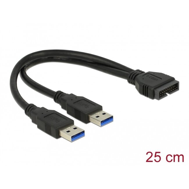 Delock Cable USB 3.0 Pin header male > 2 x USB 3.0 Type-A male 25 cm