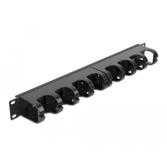 Delock 19″ Cable Management Routing Panel with 10 closed cable routings 1U black