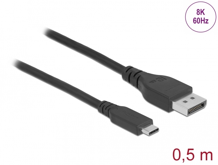 DeLOCK 86037. Snoerlengte: 0,5 m, Aansluiting 1: USB Type-C, Aansluiting 2: DisplayPort. Diameter van de kabel: 4,8 mm. Type verpakking: Doos