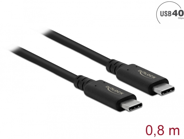 DeLOCK Kabel USB4 40Gbps koaxial 0,8m bk