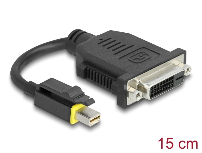 DeLOCK 65979. Snoerlengte: 0,15 m, Aansluiting 1: Mini DisplayPort, Aansluiting 2: DVI. Diameter van de kabel: 4,8 mm. Aantal per verpakking: 1 stuk(s), Type verpakking: Polybag