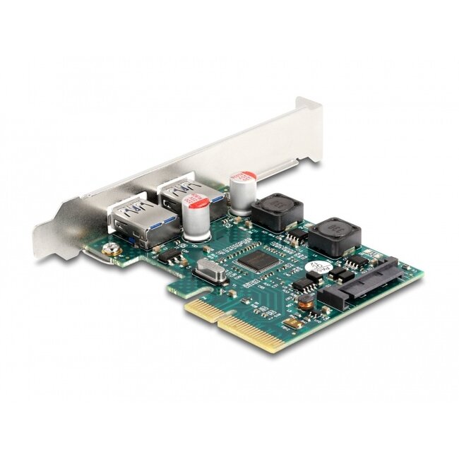 Delock PCI Express x4 Card to 2 x external USB 10 Gbps Type-A female - Low Profile Form Factor