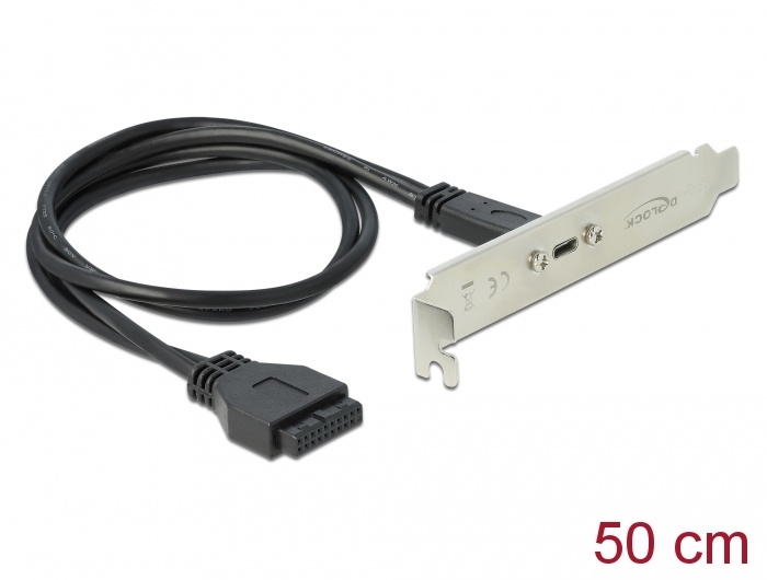 DeLOCK 89937 USB-kabel 0,5 m USB 3.2 Gen 1 (3.1 Gen 1) USB C Zwart, Roestvrijstaal