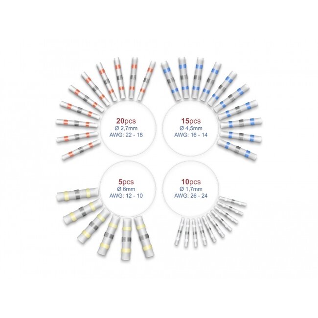 Delock Solder wire connectors waterproof set 50 pieces 26 - 10 AWG assorted colours