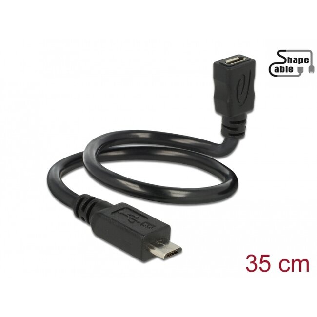 Delock Cable USB 2.0 Micro-B male > USB 2.0 Micro-B female OTG ShapeCable 0.35 m