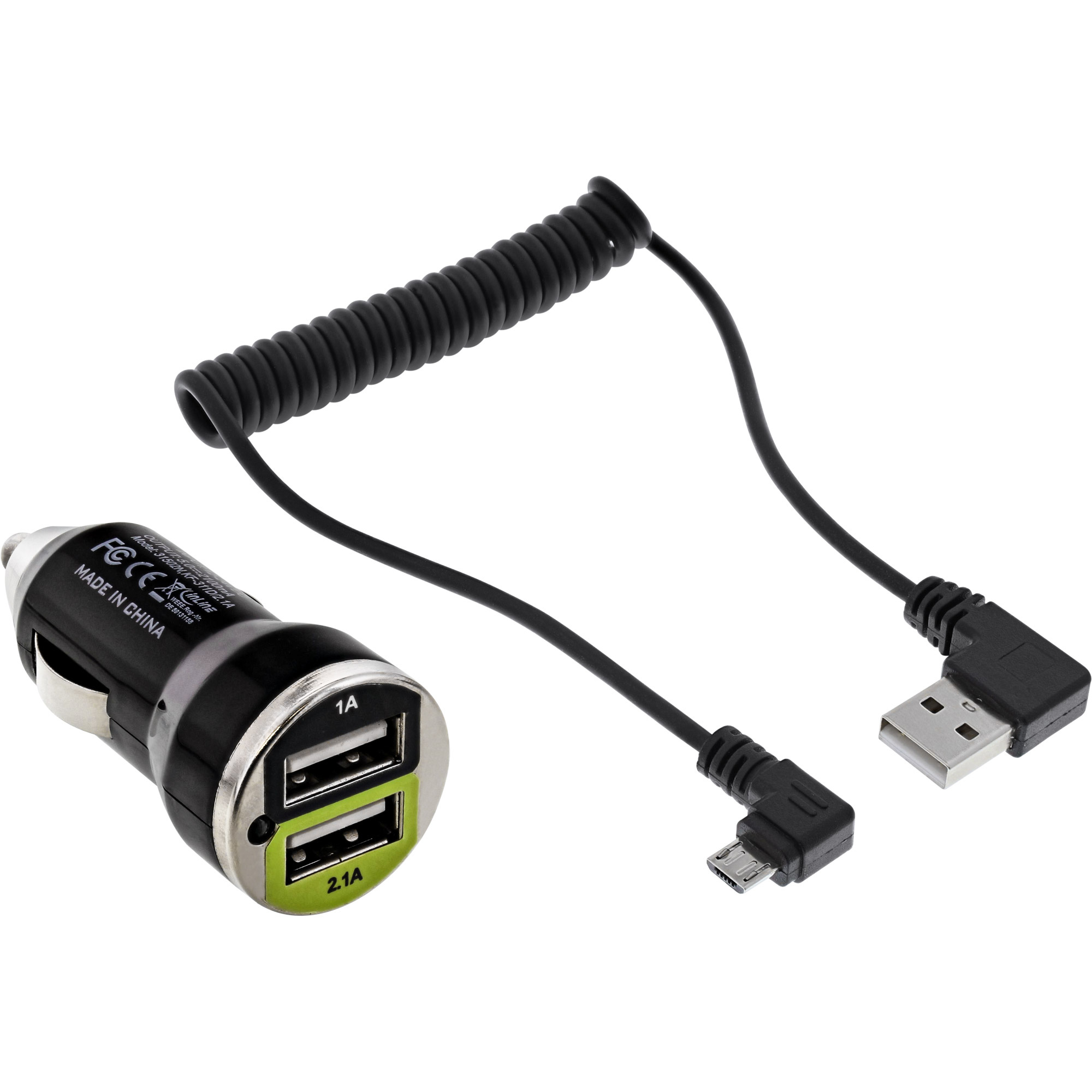 InLine 31502C. Type oplader: Auto, Type stroombron: USB, Lader compatibiliteit: Universeel. Ingangsspanning: 12 - 24 V, Uitgangsspanning (max): 5 V. Aantal USB 2.0-poorten: 2. Snoe