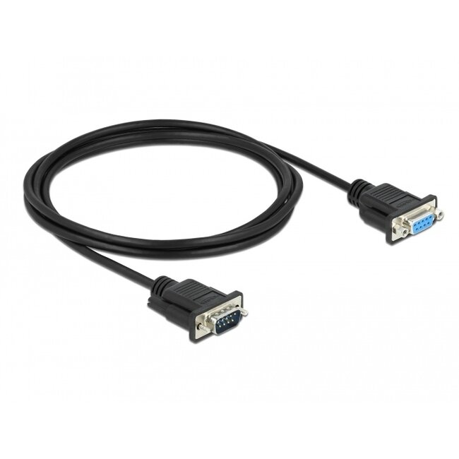 Delock Serial Cable RS-232 D-Sub9 male to female null modem with narrow plug housing 2 m