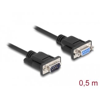 DeLOCK Delock Serial Cable RS-232 D-Sub 9 male to female null modem with narrow plug housing 0.5 m