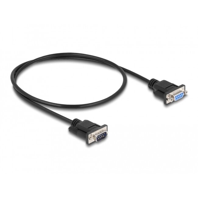 Delock Serial Cable RS-232 D-Sub 9 male to female null modem with narrow plug housing 0.5 m