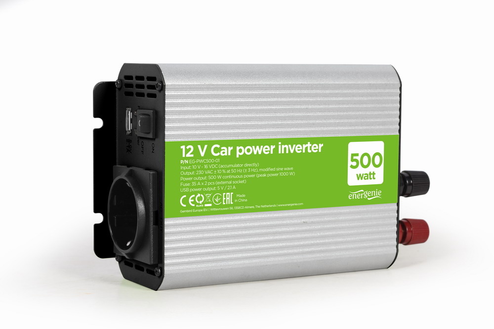 Energenie 12V naar 230V Gemodificeerde Sinus Spanningsomvormer - 500W - Zwart