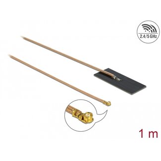 DeLOCK Delock WLAN 802.11 ac/ax/a/h/b/g/n Antenna I-PEX Inc., MHF® I plug 0.5 - 1.2 dBi RG-178 1 m PCB internal self adhesive