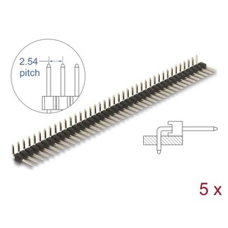 DeLOCK Delock Pin header 40 pin, pitch 2.54 mm, 1-row, angled, 5 pieces