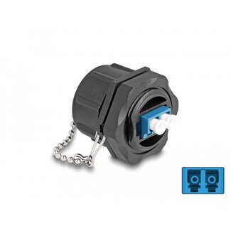 DeLOCK Delock Optical fiber bulit-in connector LC Duplex to LC Duplex with protective cap Single-mode IP68 dust and waterproof