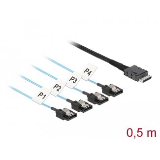 DeLOCK Delock Cable OCuLink SFF-8611 > 4 x SATA 7 pin 0.5 m metal
