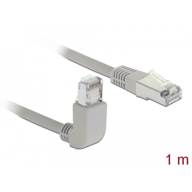 Delock Network cable RJ45 Cat.5e SF/UTP upwards angled / straight 1 m