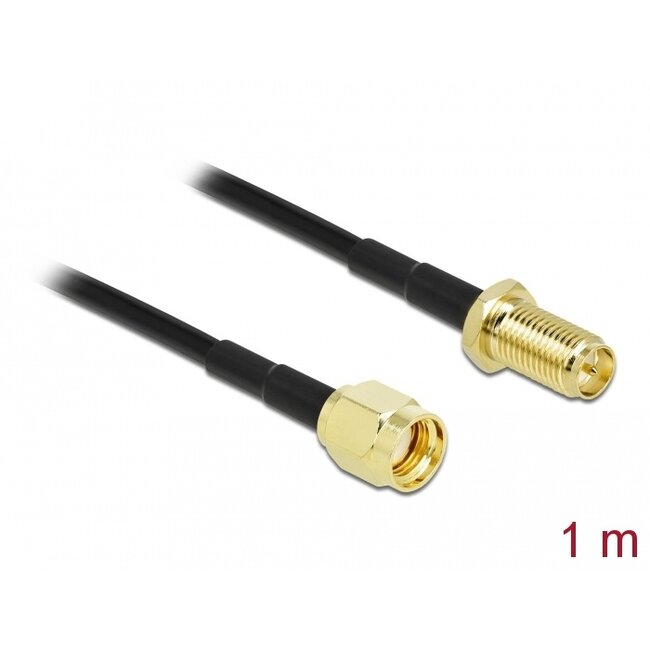 Delock Antenna Cable RP-SMA plug to RP-SMA jack LMR/CFD100 1 m low loss