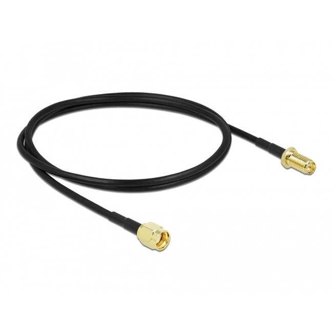 Delock Antenna Cable RP-SMA plug to RP-SMA jack LMR/CFD100 1 m low loss