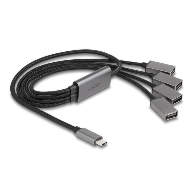 Delock 4 Port USB 2.0 Cable Hub with USB Type-C™ connector 60 cm