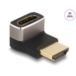 DeLOCK Delock HDMI Adapter male to female 90° downwards angled 8K 60 Hz grey metal