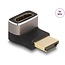 Delock HDMI Adapter male to female 90° downwards angled 8K 60 Hz grey metal