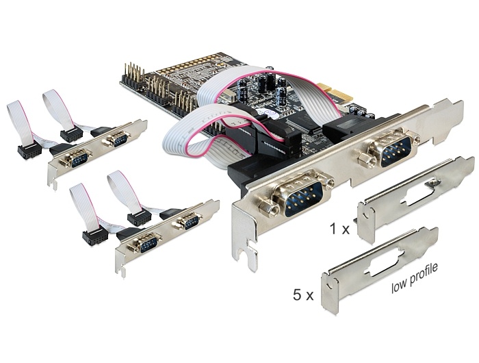 DeLOCK 89347. Hostinterface: PCIe, Output interface: Serie, Soort serieële aansluiting: RS-232. Kleur van het product: Zwart. Data transfer snelheid (max): 0,0002304 Gbit/s, FIFO (