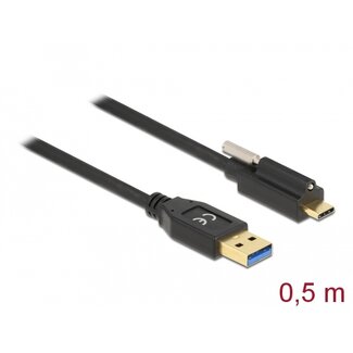 DeLOCK Delock SuperSpeed USB 10 Gbps (USB 3.2 Gen 2) Cable Type-A male to USB Type-C™ male with screw on top 0.5 m